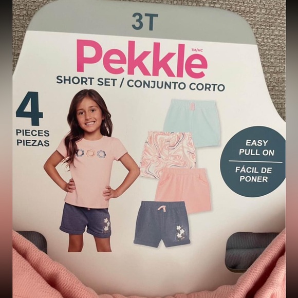 Toddler girl 3T Pekkle set of 4 short sleeve tops and 4 3T shorts. - Picture 2 of 7